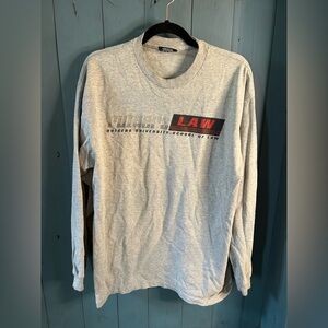 Jansport Gray Long-Sleeve Tee with Red and Black Rutgers School of LAW Graphic